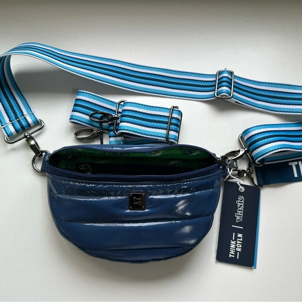 THINK ROYLN SHINING STAR Vlasic Navy Blue Crossbody Bag with Striped Strap - Picture 5 of 15